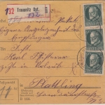 Bayern - 3x60 Pfg. Ludwig Einschreibepaketkarte Trausnitz - Plattling 1918