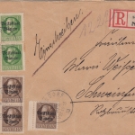 Bayern - 4x5+5x3 Pfg. Ludwig/Volksstaat Einschreibebrief Schwandorf 1919