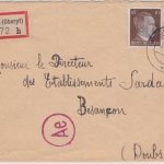 DR - 30 Pfg. AH u.a. Einschreibebrief Fremdarbeiter n. FRANKREICH Weiden 1943