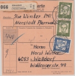 BRD - Altenstadt ü. Weiden 1963 apt. Tagesstpl. Paketkarte n. Walldorf
