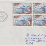 TAAF - 0,55 Fr. Hubschrauber 4er-Block Brief Port aux Francais Kerguelen 1981