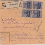 Bayern - 20 Pfg. Germania/Freistaat u.a. Paketkarte Waldmünchen - Nürnberg 1920