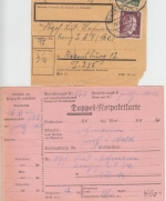 DR - Furth i/W 1943 Paketkarte + Doppel-Notpaketkarte n. Regensburg 12 !
