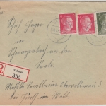 DR - 30+2x12 Pfg. AH Einschreibebrief Vollmau - Schwarzenbach a/S 1943