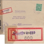 All.Bes. - Furth i/W Einschreibebrief (R-Zettel Vollmau !!) n. Haag 1946