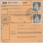 BRD - 2x70 Pfg. Bauwerke Paketkarte Moosbach - Wemding 1967