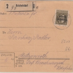 Bayern - 40 Pfg. Ludwig/Volksstaat Paketkarte n. Mutzenroth 1919
