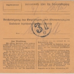 DR-Infla - 2 1/2 M. By-Abschied/DR Paketkarte Roßtal - Nürnberg 1921