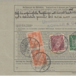 DR - 4x50 Pfg. Adler u.a. Paketkarte i.d. SCHWEIZ Lauf am Holz - Freiburg 1926