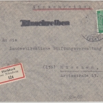 All.Bes. - Fischbach ü. Feucht Poststelle I Einschreibebrief n. München 1947