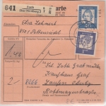 BRD - Forth ü. Nürnberg 2 Poststelle I Paketkarte n. Laufen 1967