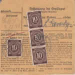 All.Bes./Kontrollrat - 2x45+4x10 Pfg. Ziffer Wertpaketkarte Fürth Eilsbrunn 1946