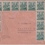 All.Bes./Währungsreform - 15x16 Pfg. Arbeiter Brief Fürth - Hamburg 22.6.48