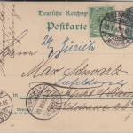 DR - 5 Pfg. K/A Ganzsache Berlin - FFM 1892 5 Pfg. Weiterfranko i.d. SCHWEIZ