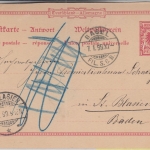 DR - 10 Pfg. K/A Ganzsache Antwortteil a.d. SCHWEIZ Basel - St. Blasien 1899