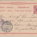 DR - 10 Pfg. K/A Ganzsache Antwortteil a. RUSSLAND St. Petersburg Meiningen 1899