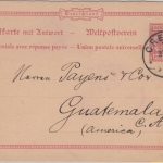 DR - 10 Pfg. K/A Ganzsache Frageteil n. GUATEMALA Crefeld 1896