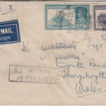 Indien - 6+8 A. Freimarken Luftpost-Zensurbrief Calcutta - Wales 1940