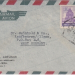 Portug. Indien - 10 T. Kirchenruine u.a. Luftpostbrief Margoa - Kaufbeuren 1953