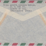 Portug. Indien - 12 T 450 J. Kolonie Luftpostbrief n. HOLLAND Goa Amsterdam 1957