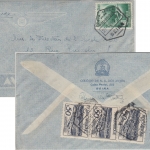 Mocambique - 5 E. Globus u.a. Luftpostbrief n. FRANKREICH Beira - Paris 1950