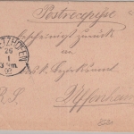 Bayern - Ermetzhofen 1892 K1 Postrecepisse n. Uffenheim
