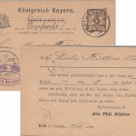 Bayern - 3 Pfg. Rauten Ganzsache priv. Zudruck Fa. Stieber Roth - Nürnberg 1900
