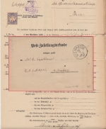 Bayern - Stein a/Rednitz 1897 Zustellurkunde n. Nürnberg - innen 20 Pfg. Wappen