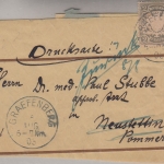 Bayern - 3 Pfg. Wappen Ganzsache+Zusatz Streifband Graefenberg - Neustettin 1903