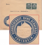 DR - Forchheim 1939 Bankgeschäft Schwindel (!) Firmenkuvert n. Frauenau