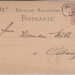 DR - Reichenbach Eger Bahnpost-Ra3 + Stations-L1 Elster 5 Pfg. Ganzsache 1879