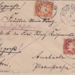 Bayern - 10+25 Pfg. Wappen Eilbrief Hohenstadt - Ansbach 1897