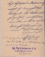 Bayern - 2 Pfg. Rauten Ganzsache Ortskarte Hartmannshof 1904