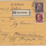 Bayern - 80+50 Pfg. Luitpold/Ludwig Paketkarte Rupprechtstegen 1917