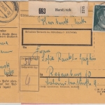DR - 50 Pfg. AH Paketkarte Hersbruck - Regensburg 1943 + Notpaketkarte