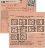 BRD - 70+10x7 Pfg. Bed. Deutsche Wertpaketkarte Simmelsdorf - Glauchau 1965