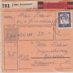 BRD - 1 M.+20x7 Pfg. Bed. Deutsche Wert-Schnellpaketkarte Simmelsdorf 1965
