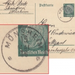 DR - Mönsheim 13. MAI 36 K1 Ganzsache n. Stuttgart