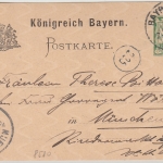 Bayern - Bayreuth Ordenskirche farb. Aquarell 5 Pfg. Ganzsache 1898