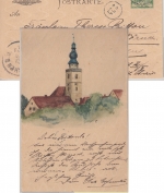 Bayern - Bayreuth Ordenskirche farb. Aquarell 5 Pfg. Ganzsache 1898