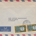 BRD - Bayreuth Nachträglich entwertet 1963 Luftpostbrief aus JORDANIEN