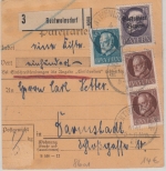 Bayern - 2 M. Ludwig/Volksstaat u.a. Wertpaketkarte Rentweinsdorf 4. MAI 20