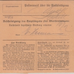 Bayern - 1 M. Ludwig u.a. Einschreibe-Paketkarte Demmelsdorf - Mainz 1920