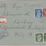 DR - Pfaffendorf ü. Ebern Landpost-Ra2 Einschreibebrief n. Nürnberg 1944