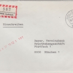 BRD - 190 Pfg. B&S Einschreibebrief Hallstadt - München 1977