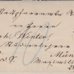 Bayern - Auerbach 9/12 K1 Portopfl. Dienstbrief n. München ca. 1876 - Nachporto