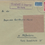 BRD - Neudorf (b.Pegnitz) ü. Pegnitz Landpost-Ra2 Brief n. München 1952