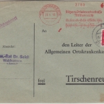 DR - Tirschenreuth 12 Pfg. AFS AOK Rückantwortkuvert+Zusatz Waldsassen 1943