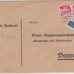 Bizone - Fichtelberg Neusorg Bahnpost Z.8292 Brief n. Bayreuth