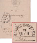 Bayern - Bahnh. Bamberg 18/8 Bahnpost-HKS Dienstbrief n. Burgellern 1865